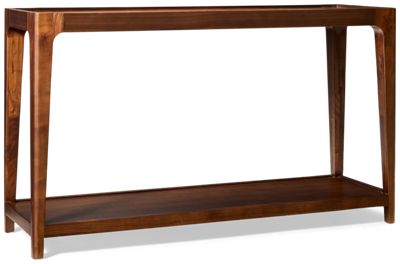 Soren Sofa Table - Solid Walnut Tray-Style Top - Open Bottom Shelf - Mid-Century Modern