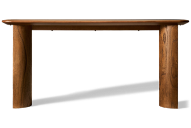 Dontayne Console Table - Faux Cement Inset Top - Double Plinth Base - Warm Brown Finish