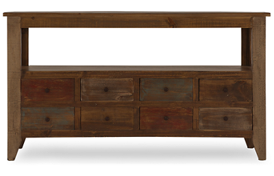 Antique Multicolor 8 Drawer Sofa Table with Storage