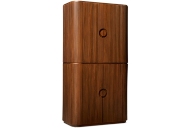 Kindred Tall Cabinet - Modern Design - Four Fluted Doors - Ample Shelving - Sturdy Base