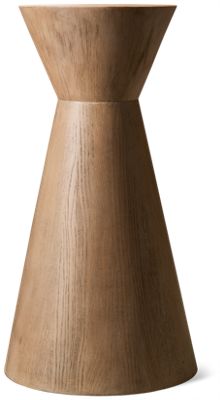 Indiya Round Accent Table - Modern Sculptural Design - Asymmetrical Hourglass Form - Smooth Ash Veneer Finish