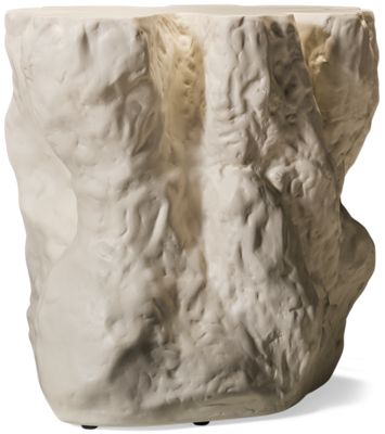 Oasis Cliffside Accent Table - Sculpted White Concrete - Weathered Driftwood Look - Organic Shape