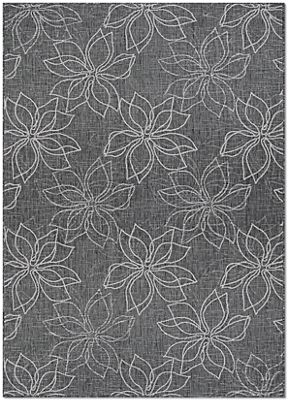 Charm Botanical Outdoor Area Rug – Contemporary – Machine-Woven – Grey/Floral