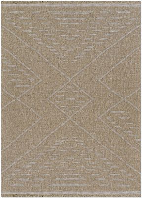 Naturalistic Rattan Outdoor Area Rug – Transitional – Machine Woven – Natural/Cream
