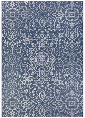 Monte Carlo Outdoor Area Rug – Transitional – Structured Flatwoven – Navy/Ivory