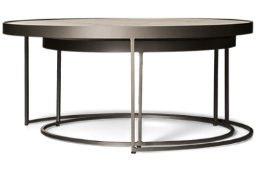 Evelyn Round Nesting Coffee Table Set - Imported Marble - Matte Metal Finish - Versatile Nesting Style
