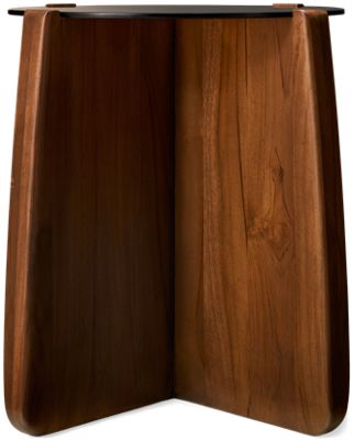Leo End Table - Round Smoked Glass Top - Solid Asian Hardwood - Unique Modern Design