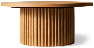 Auden Coffee Table - Thick Round Top - Trendsetting Fluted Base - Casters