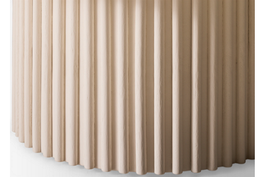 Auden Coffee Table - Thick Round Top - Trendsetting Fluted Base - Casters