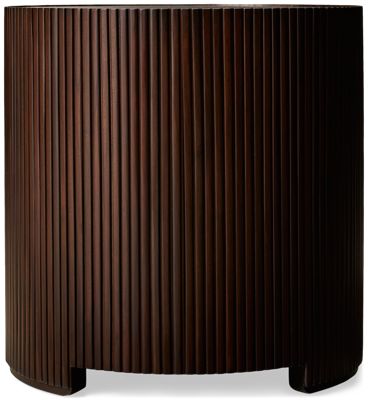 Kindred Round End Table - Sleek Glass Inset Top - Modern Base - Elegant Fluted Design