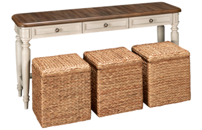 Klaussner Home Furnishings Nashville Sofa Table Set with Storage