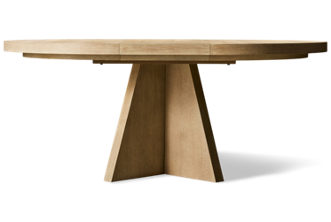 Coastal Dockside Dining Table - Thick Smooth Top - Extension Leaf - Sculptural Pedestal Base - Versatile Finish