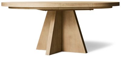 Coastal Dockside Dining Table - Thick Smooth Top - Extension Leaf - Sculptural Pedestal Base - Versatile Finish
