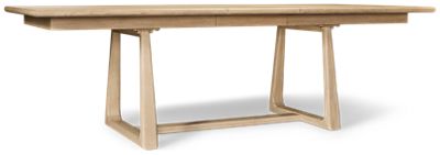 Carmella Rectangular Dining Table - Trestle Base - Angled Legs - One 18" Self-Storing Extension Leaf