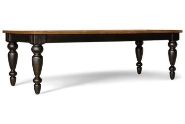 Country Living Chimney Leg Dining Table - Transitional Style - Bold Turned Legs - Modern Farmhouse Charm - Includes Two 12" Extension Leaves