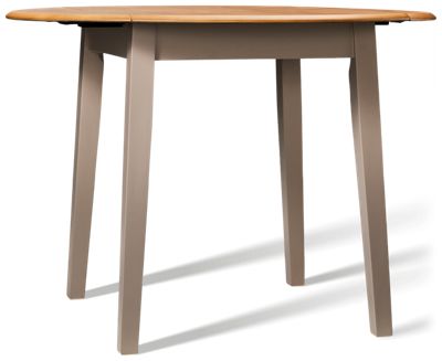 Gesthaven Round Dropleaf Dining Table - Two-Tone Square Legs - Butcher Block Veneer Top - Two 12" Drop Leaves