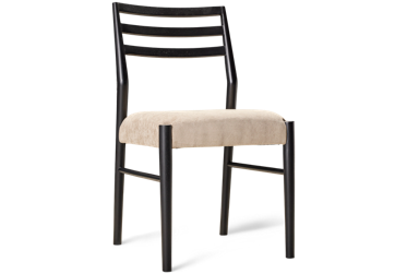 Primo Slat Back Side Chair - Modern Slat Ladderback Design - Comfortable Upholstered Seat