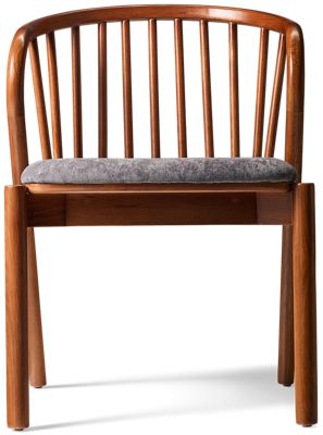 Carlos Dining Chair - Curved Spindle Back - Plush Upholstered Seat - Tall Cylindrical Legs - Versatile Transitional Style