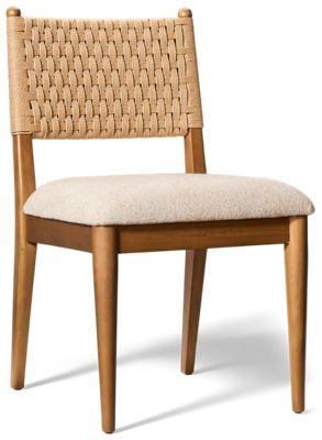 Eleanor Upholstered Side Chair - Chenille Fabric - Woven Back - Tapered Legs