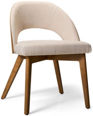 Caramel Upholstered Side Chair - Mid-Century Modern Profile - Solid Birch Construction