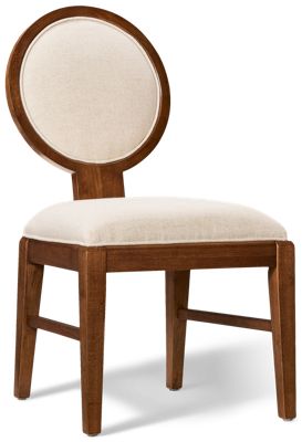 Manhattan Valley Upholstered Side Chair - Round Back - Mappa Burl Wood Accents - Tapered Legs - Performance Fabric