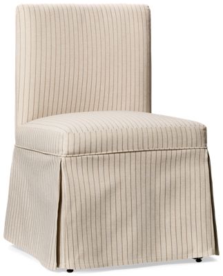 Eleanor Upholstered Side Chair - Chenille Fabric - Curved Backrest - Pleated Skirted Hem