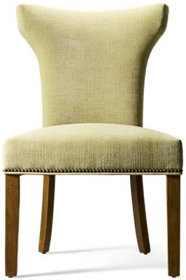 Oliver Upholstered Side Chair - Sculptural Sophisticated Design - Tall Flared Backrest - Elegant Nailhead Trim