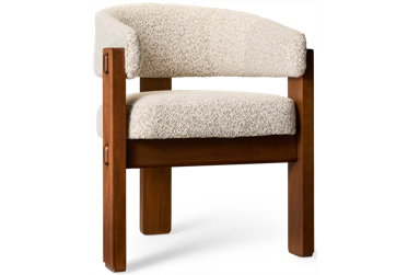 Kindred Upholstered Arm Chair - Curved Silhouette - Textured Fabric - Fluted Wood Legs