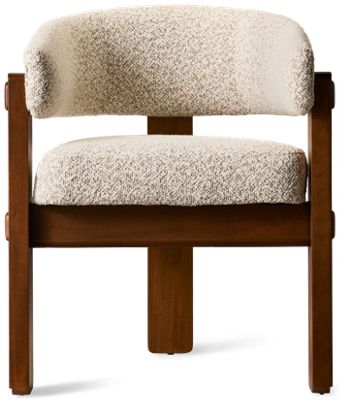 Kindred Upholstered Arm Chair - Curved Silhouette - Textured Fabric - Fluted Wood Legs