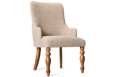Country Living Upholstered Arm Chair - Textured Upholstery - Curved Backrest - Minimalist Arms - Cushioned Seat