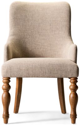 Country Living Upholstered Arm Chair - Textured Upholstery - Curved Backrest - Minimalist Arms - Cushioned Seat
