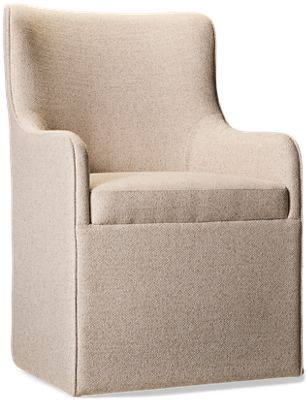 Birchaven Upholstered Arm Chair - Curved Back - Minimalist Armrests - Discreet Casters