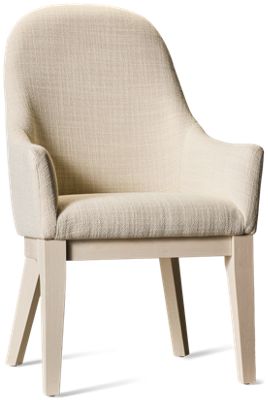 Trisha Yearwood Harmony Arm Chair - Arched Backrest - Flared Arms - Upholstered Seat - Solid Asian Hardwood