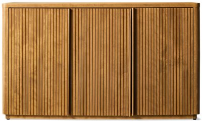 Caramel Buffet - Sleek Design - 3 Fluted Doors - Versatile Storage Solution