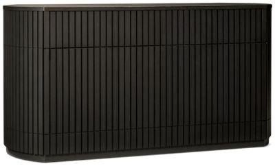 Transformer Table Round Sideboard - Fluted Design - Top Drawer - 2 Doors with Inside Storage Shelves - Curved Sides - Solid Oak