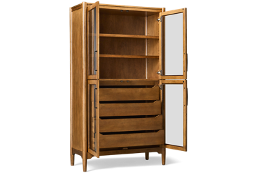 Hayleigh Tall Display Cabinet - 4 Storage Doors - 4 Drawers - Two Adjustable Shelves - Modern Elegance