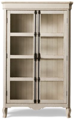 Country Living Cermone Bolt Display Cabinet - Vintage Rustic Design - Glass-Front Doors - Adjustable Shelves - LED Touch Lighting