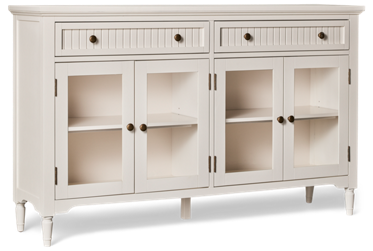 Westport Large Server - 4 Glass-Front Doors - Two Beadboard Drawers - Spacious Shelves - Antique-Style Metal Knobs