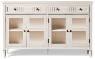 Westport Large Server - 4 Glass-Front Doors - Two Beadboard Drawers - Spacious Shelves - Antique-Style Metal Knobs