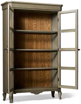 Country Living Cermone Bolt Display Cabinet - Vintage Rustic Design - Glass-Front Doors - Adjustable Shelves - LED Touch Lighting