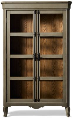 Country Living Cermone Bolt Display Cabinet - Vintage Rustic Design - Glass-Front Doors - Adjustable Shelves - LED Touch Lighting