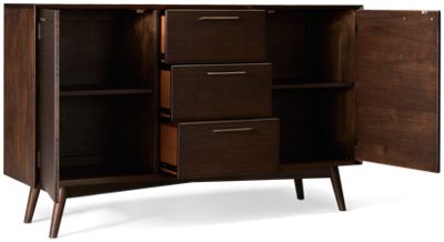 American Modern 2 Door 3 Drawer Server - Felt Lined Top Drawer - Mid-Century Modern