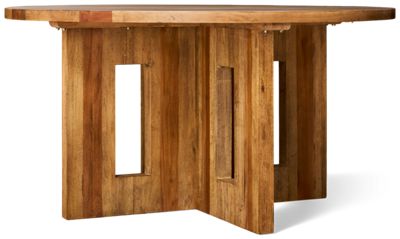 La Jolla Round Dining Table - Four-Sided Pedestal Base with Rectangular Cutouts - Solid Reclaimed Hardwood