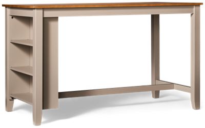 Gesthaven Rectangular Dining Table - Two-Tone Transitional Design - Butcher Block Top - Built-In Storage Shelves