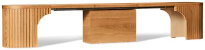 Round Extendable Dining Bench - Fluted Design - Innovative Sliding Mechanism - Rounded Ends - Built-In Panel Storage - Seats up to 4