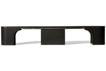 Round Extendable Dining Bench - Fluted Design - Innovative Sliding Mechanism - Rounded Ends - Built-In Panel Storage - Seats up to 4