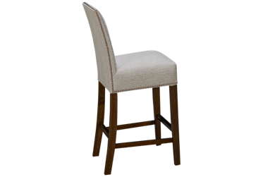 Aiken Upholstered Counter Stool - Chrome Nailhead Trim - Transitional Design - Sturdy Solid Pine Frame - 24" Seat Height for Bar or Kitchen Seating