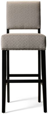 Hadley Bar Stool - Nailhead Trim Accents - Tapered Square Legs - Solid Asian Hardwood - Durable Performance Fabric - 30" Seat Height