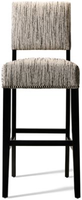 Hadley Bar Stool - Fully Upholstered Textured Stripe Print - Durable Fabric - Nailhead Trim - 30" Seat Height