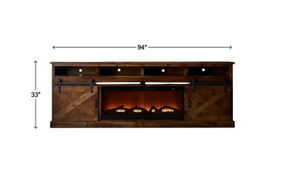 Legends Furniture Farmhouse 94" Sliding Door Fireplace Console - Thumbnail 3